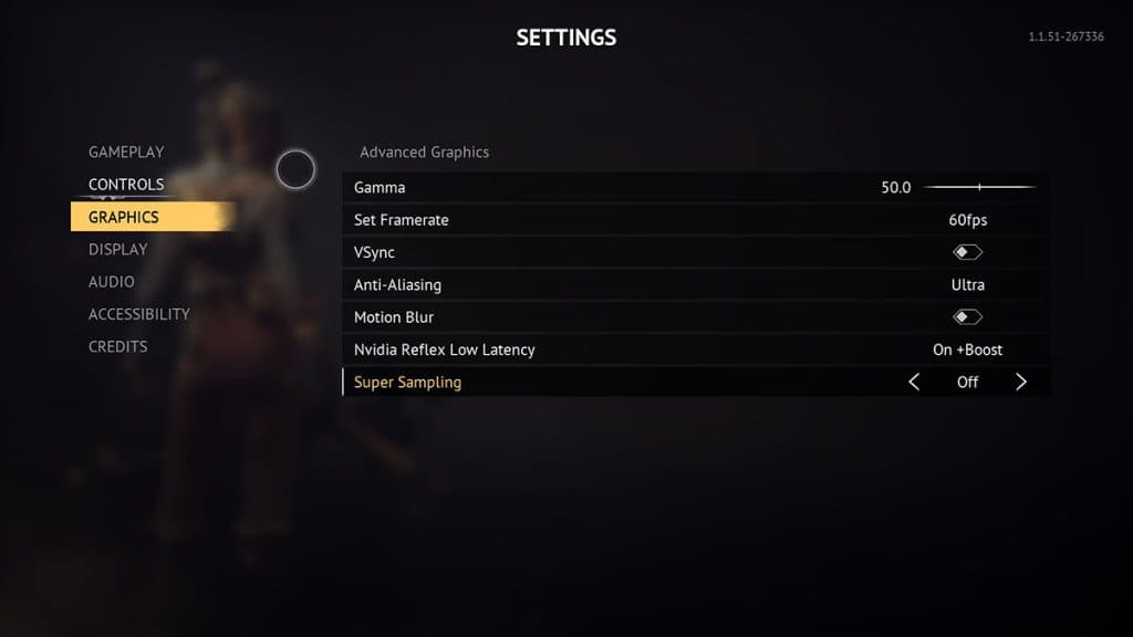 Flintlock The Siege of Dawn graphics settings menu