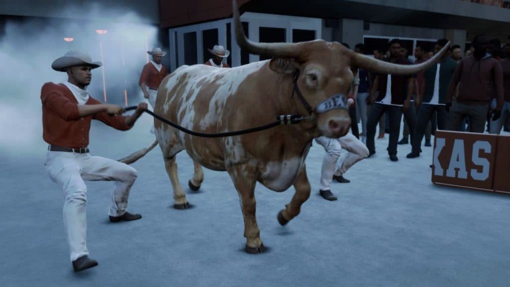 A bull in the pre-match intro in College Football 25