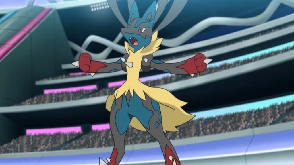 mega lucario in the pokemon anime