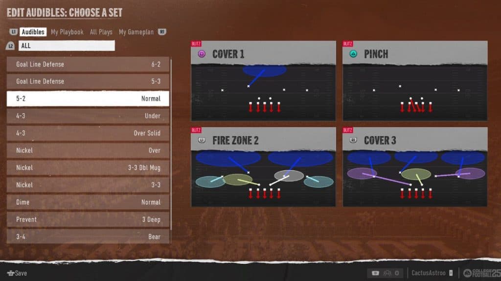 College Football 25 Multiple defensive playbook