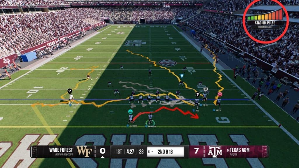 Stadium Pulse meter circled in College Football 25