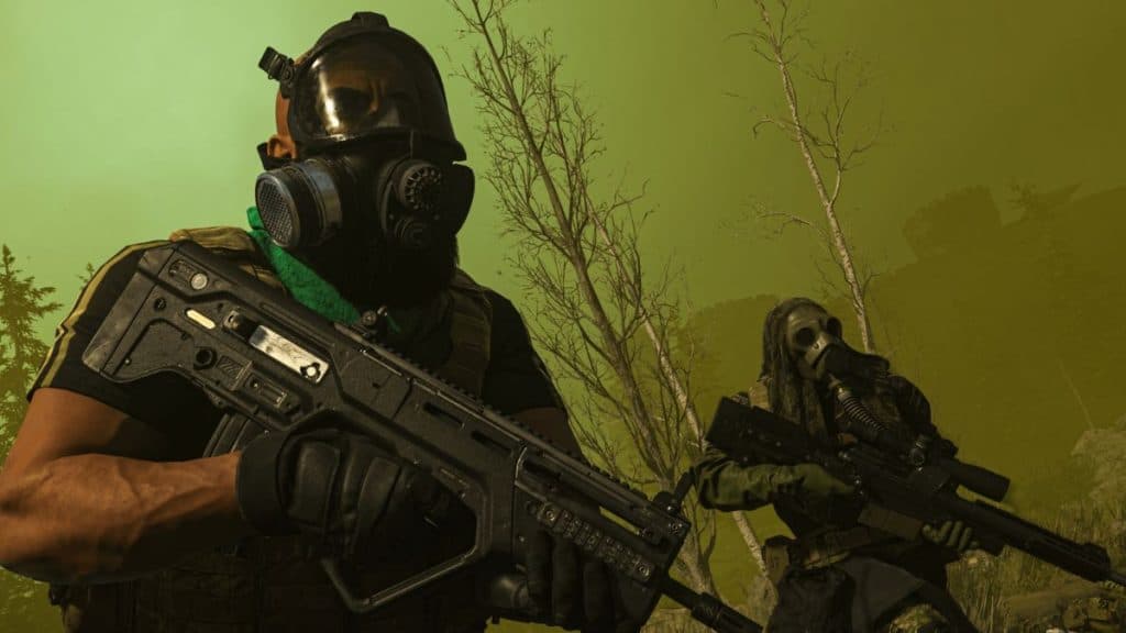 Warzone players in the storm wearing Gas Masks