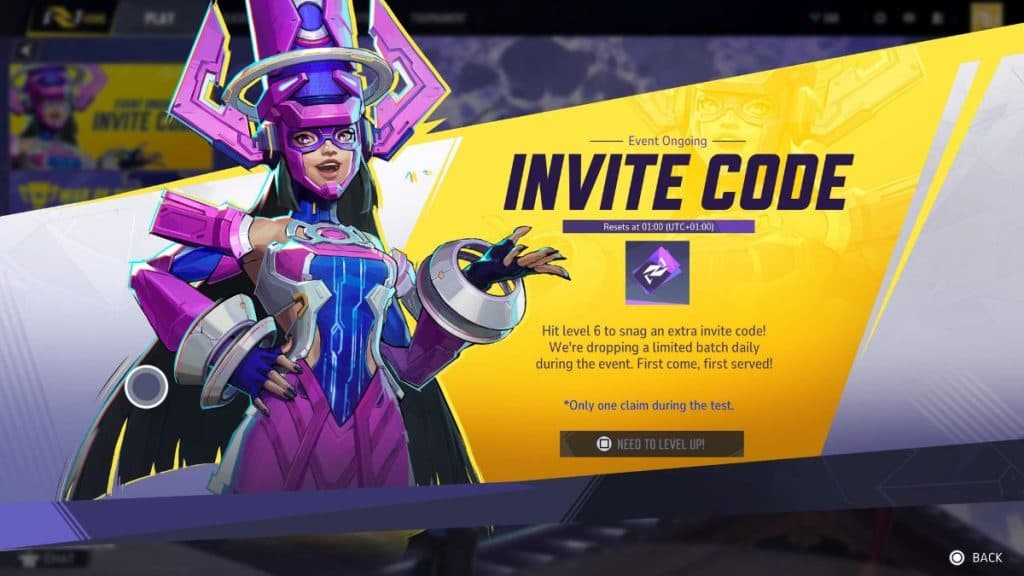 marvel rivals invite code event page in-game