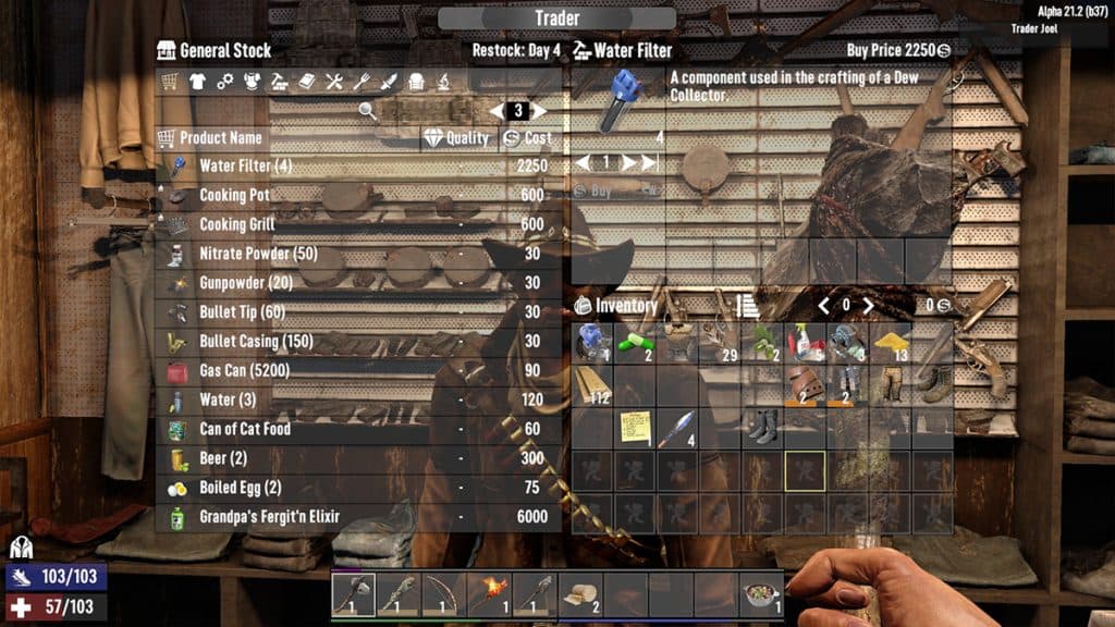 Trader menu in 7 Days to Die