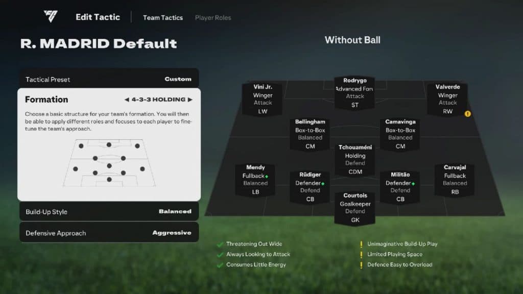 EA FC 25 Team Tactics screen