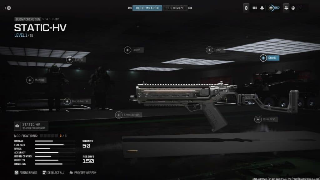 Screenshot of best Static-HV loadout in Warzone