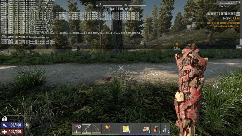 debug menu in 7 Days to Die