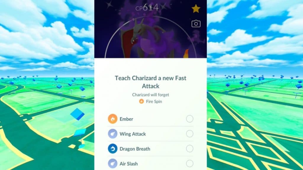 using an elite fast tm on shiny shadow charizard in pokemon go