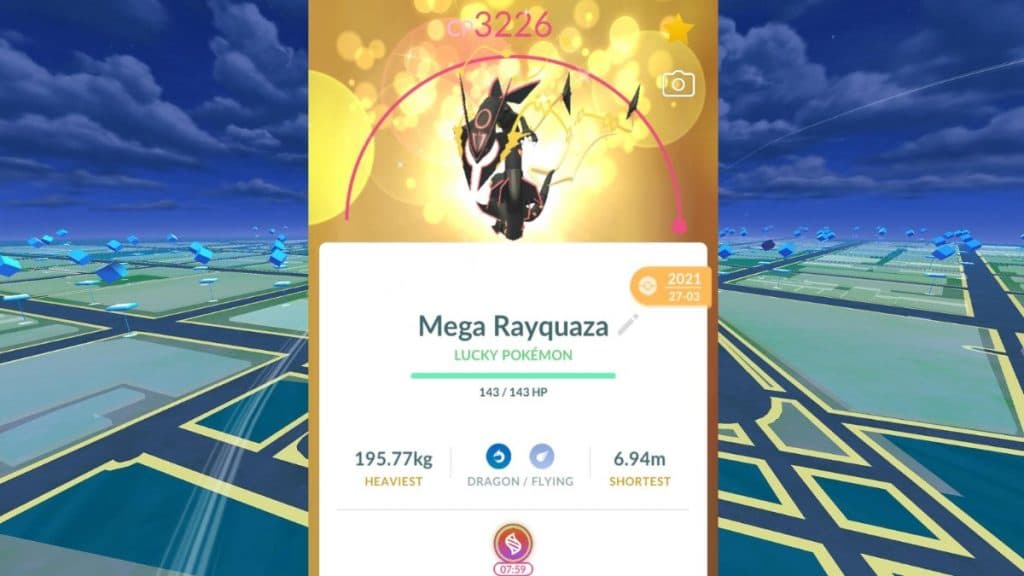 a lucky shiny mega rayquaza in pokemon go