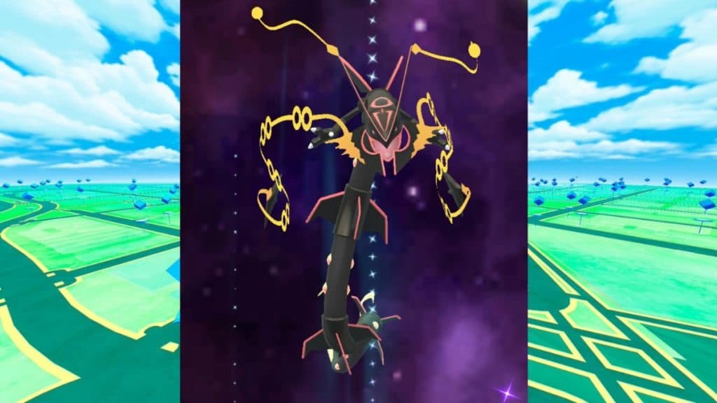 rayquaza mega evolving with a meteorite in pokemon go