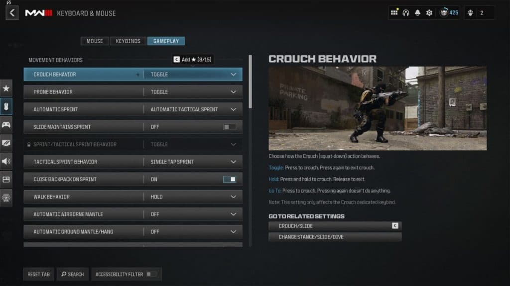 warzone gameplay settings for mouse and keyboard