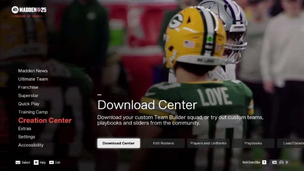 Download Center in Madden 25