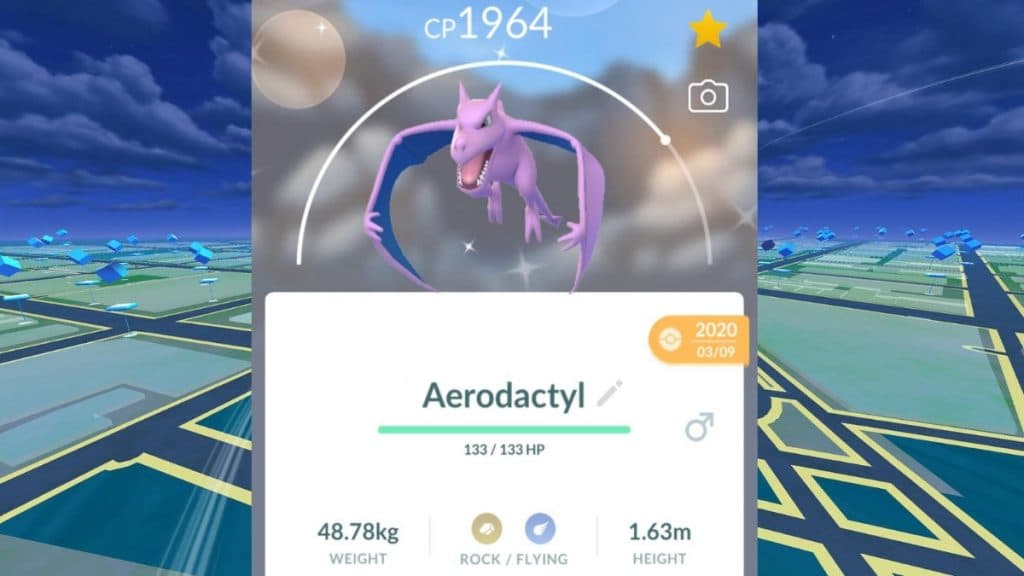 a shiny aerodactyl in pokemon go