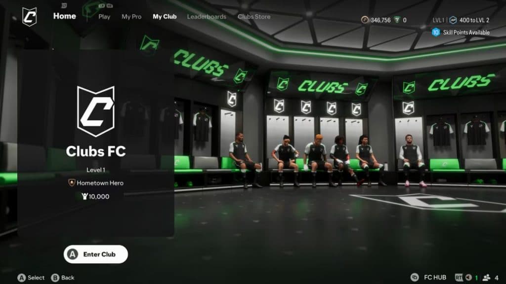 FC 25 Clubs main menu