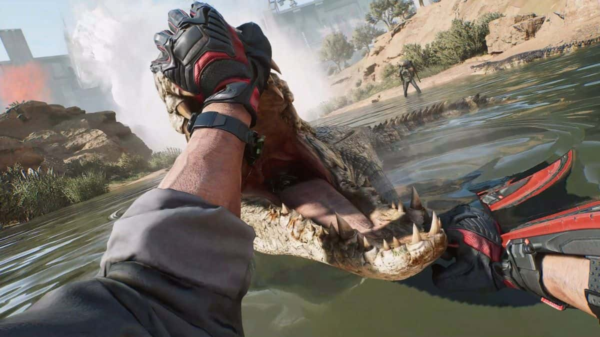 Delta Force: Hawk Ops player fighting crocodile