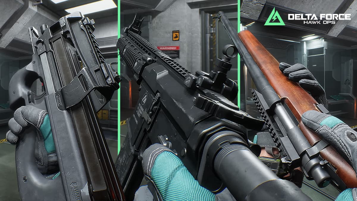 Delta Force: Hawk Ops P90 SMG, M4A1 AR, and M700 Sniper Rifle in-game inspection