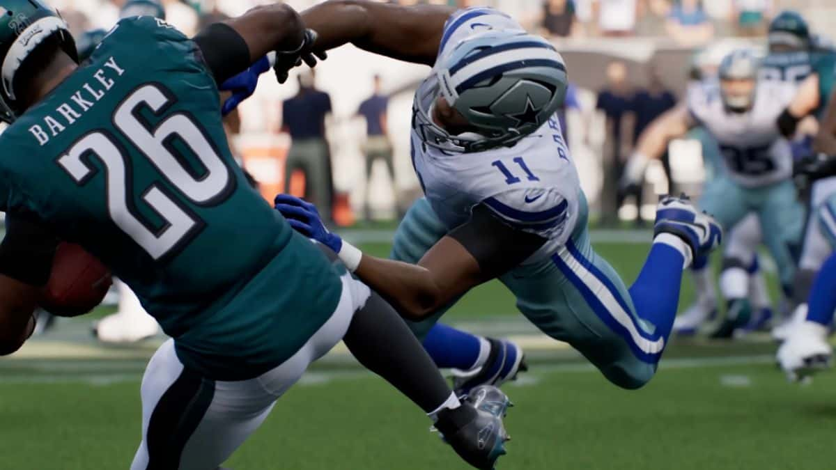 Saquon Barkley getting tackled in Madden 25