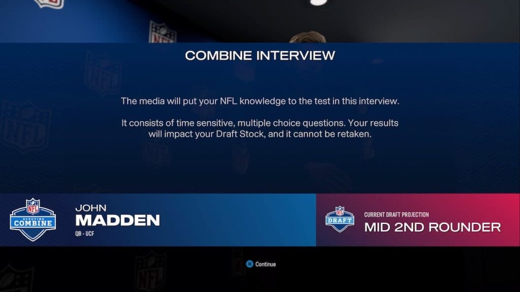 Combine Interview menu Madden 25