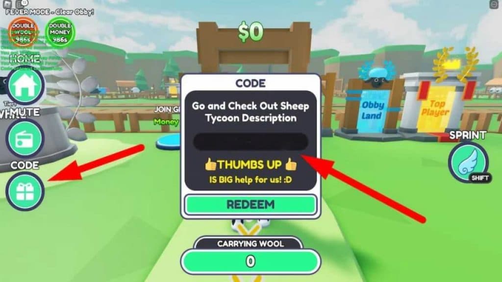 Sheep Tycoon code box