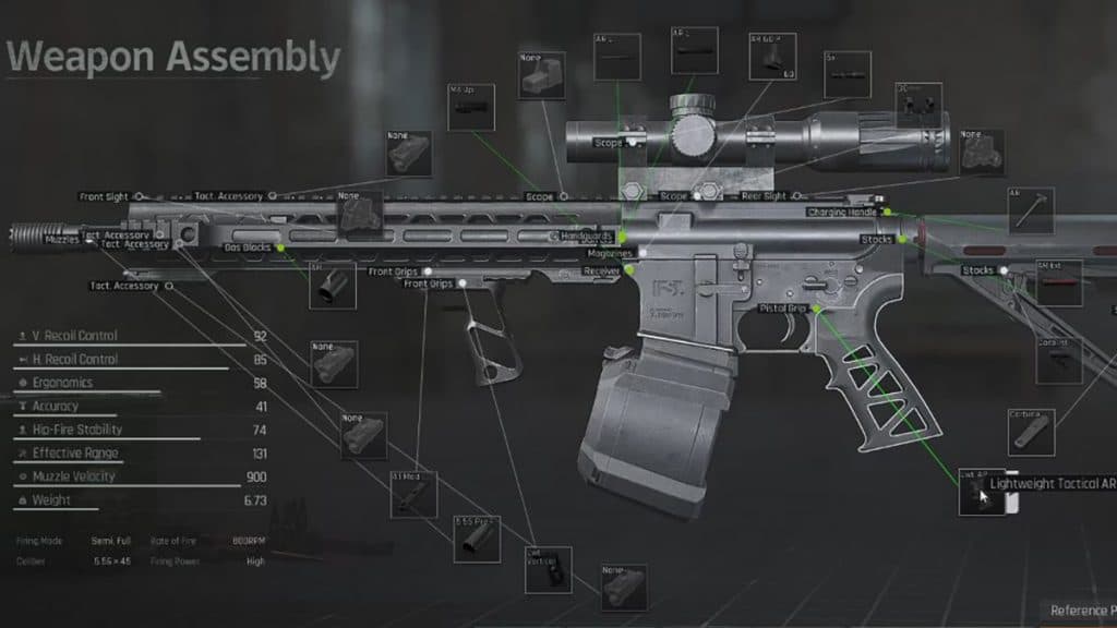 M4A1 weapon assembly menu in Arena Breakout: Infinite