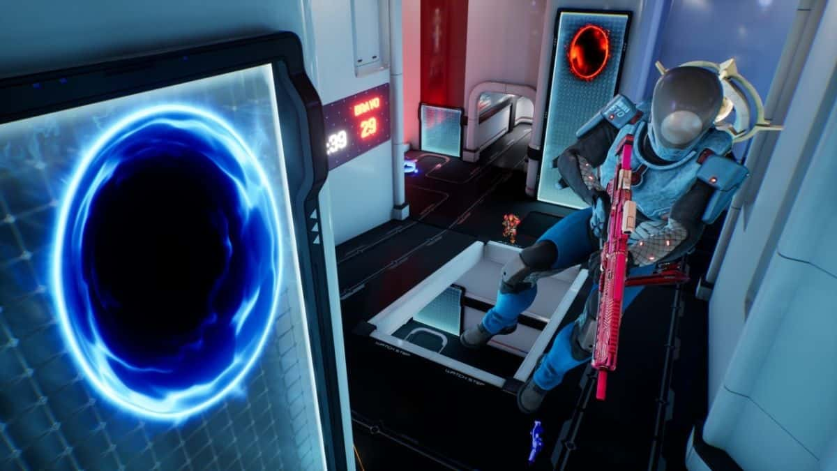 Splitgate 2 giocatori accanto al portale