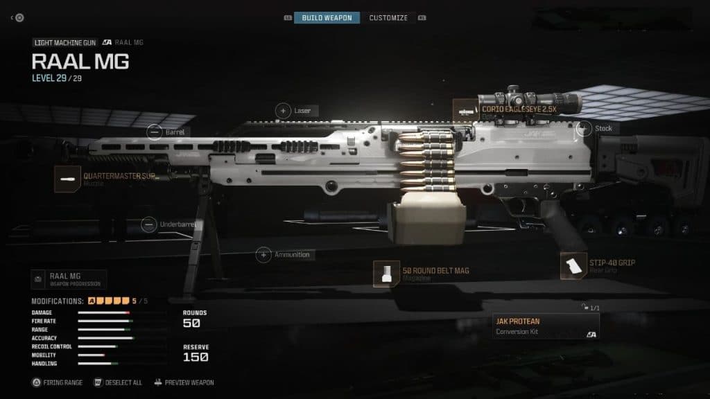 warzone raal mg in gunsmith with attachments