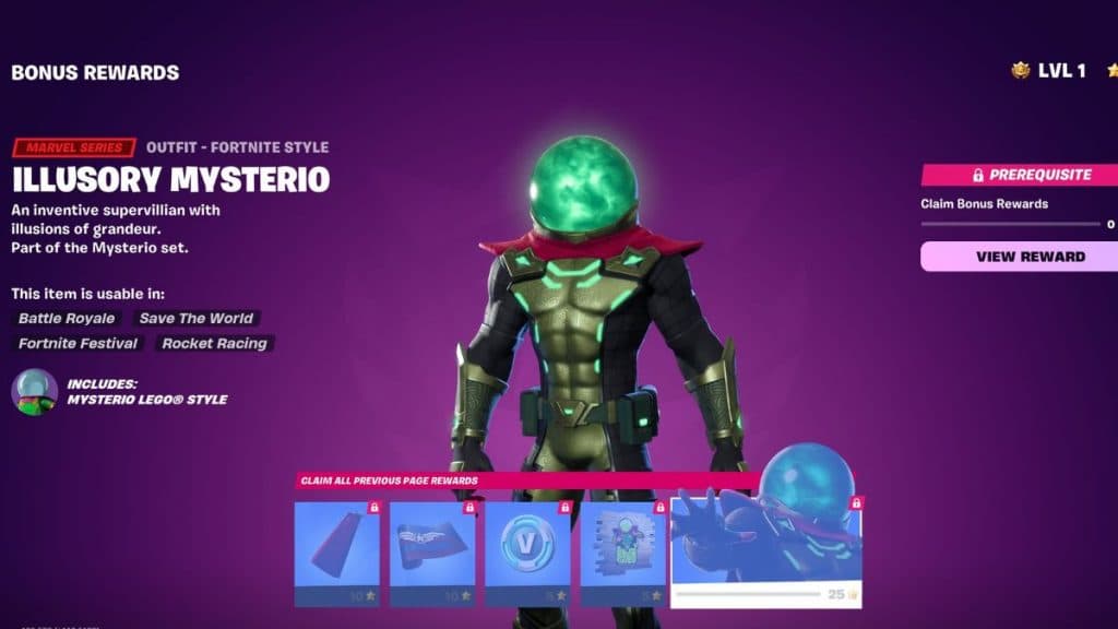 Illusory Mysterio skin in Fortnite