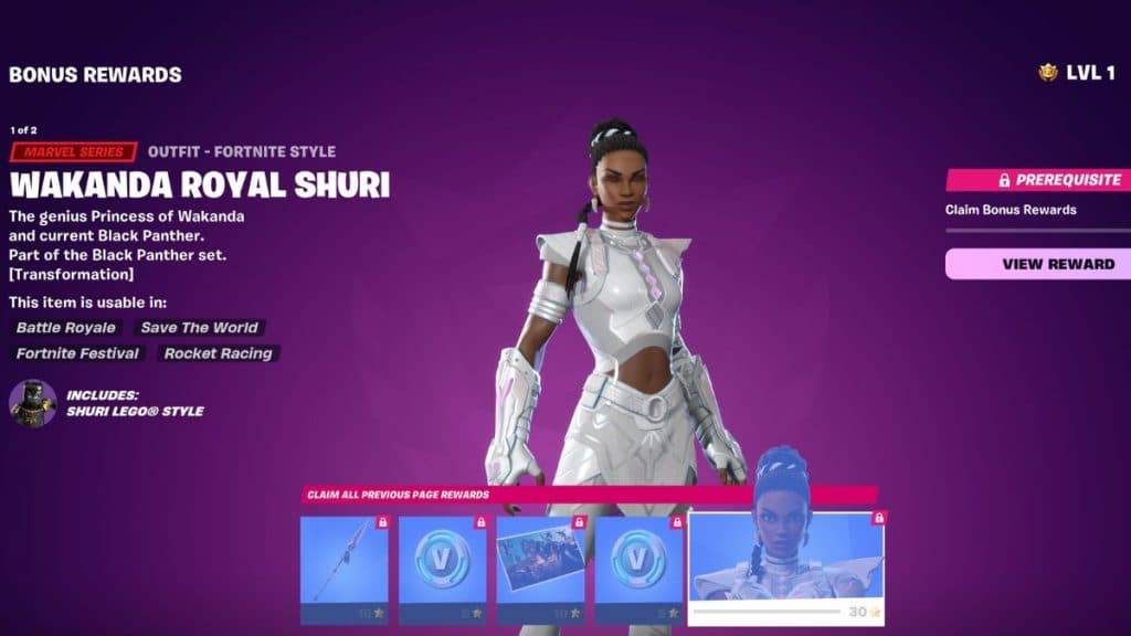 Wakanda Royal Shuri skin in Fortnite