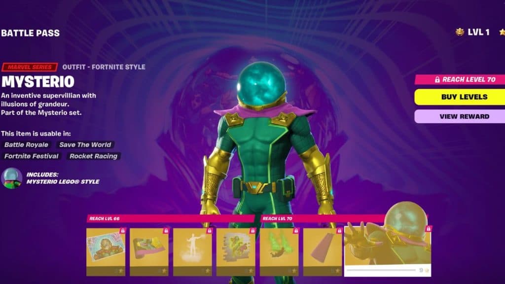 Mysterio skin in Fortnite