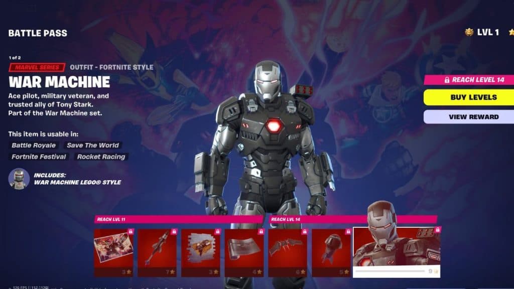 War Machine skin in Fortnite