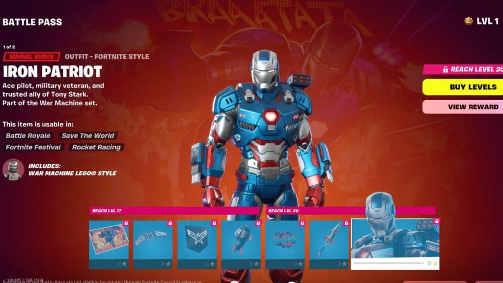 Iron Patriot skin in Fortnite