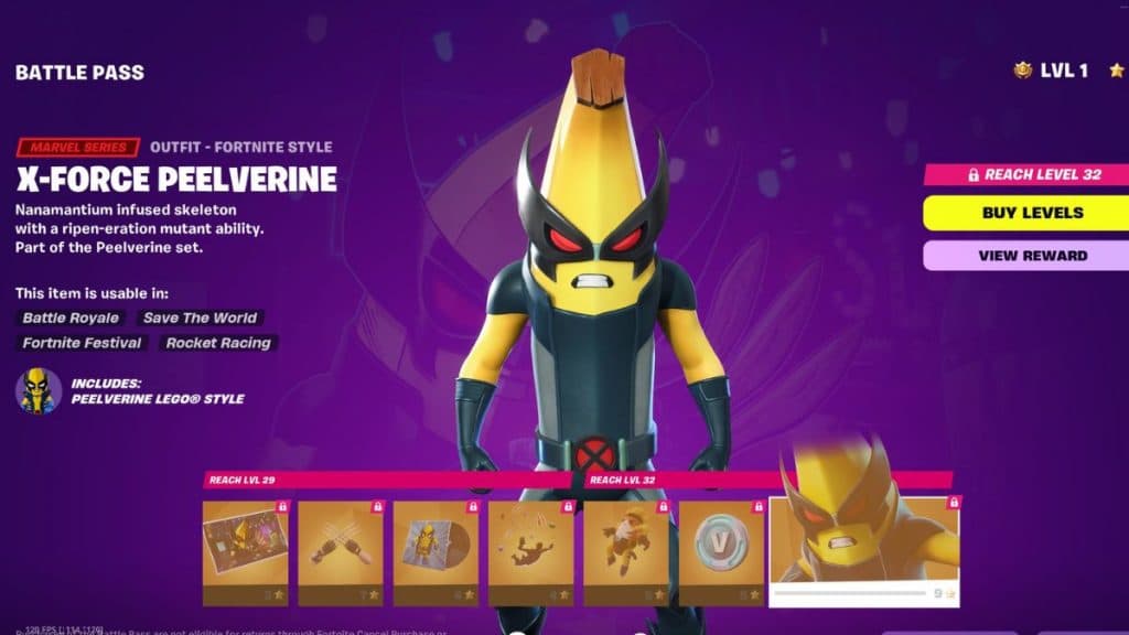 X-Force Peelverine skin in Fortnite