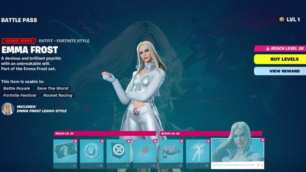 Emma Frost skin in Fortnite