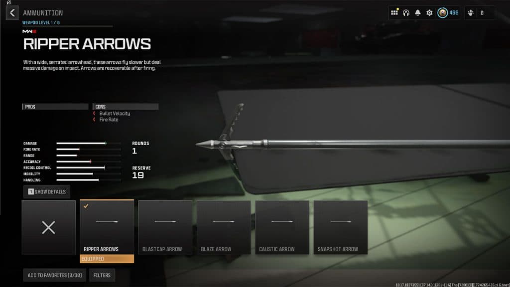 Ripper Arrows in MW3 gunsmith