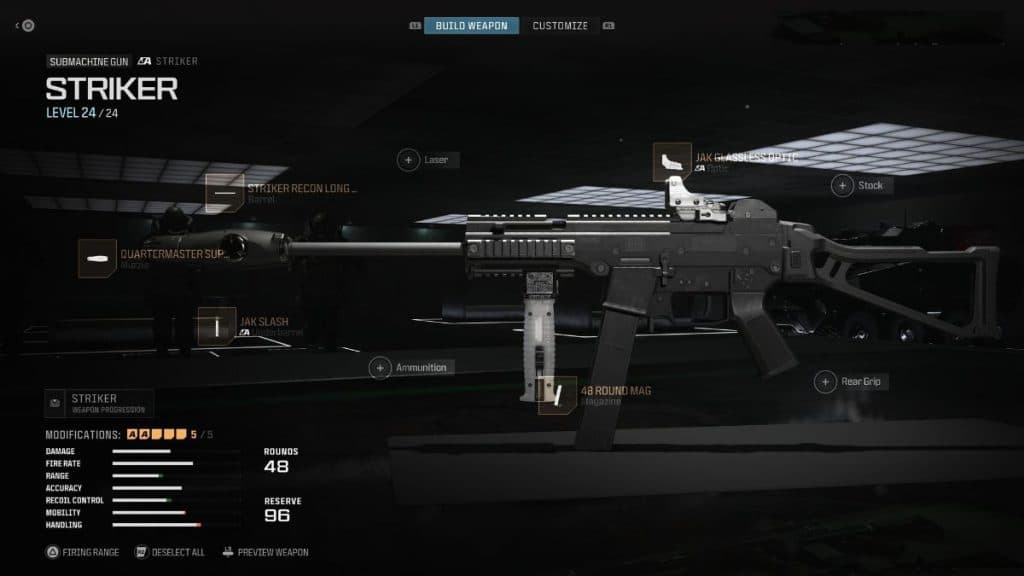 mw3 warzone striker loadout attachments