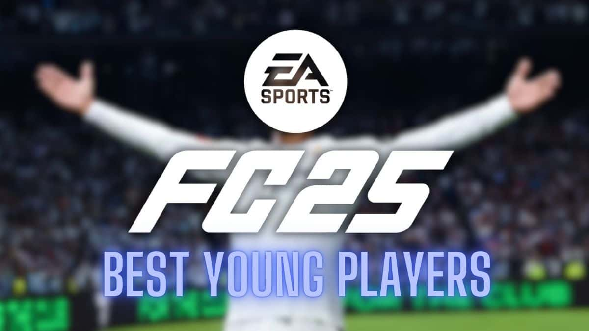 EA FC 25 logo in front of Bellingham with best young players text