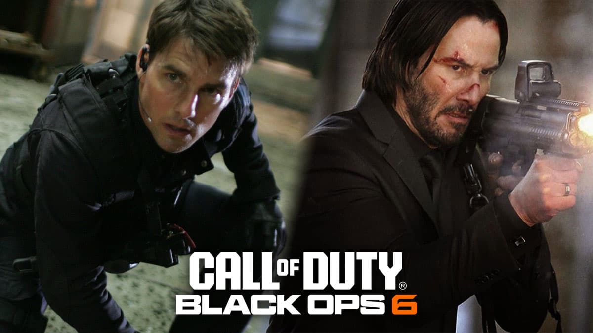 Ethan Hunt and John Wick with Black Ops 6 logo