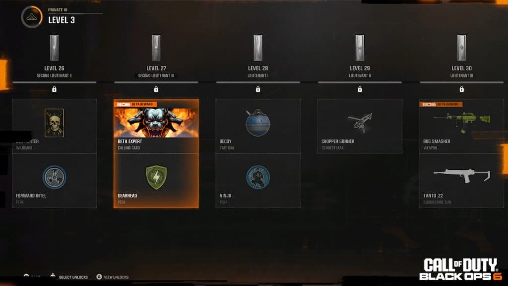 Black Ops 6 beta unlocks progression