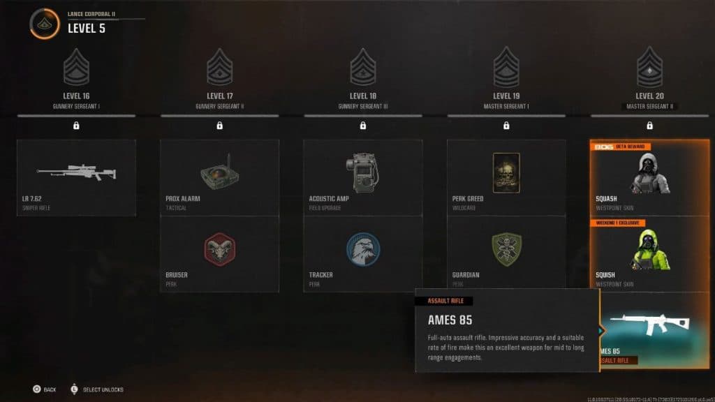 Black Ops 6 beta progression page