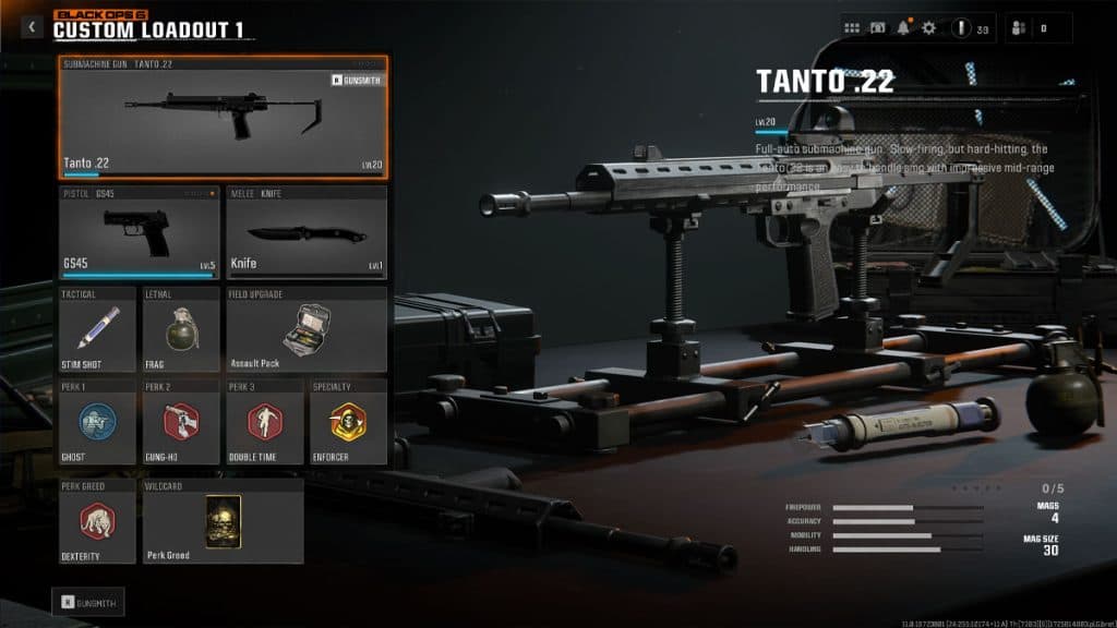 tanto 22 loadout perks and equipment in black ops 6