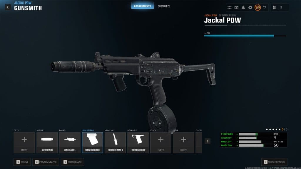 Jackal PDW attachments in Warzone