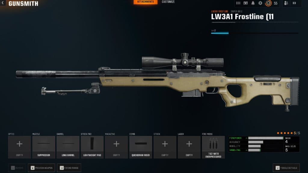 LW3A1 Frostline attachments in Call of Duty Warzone