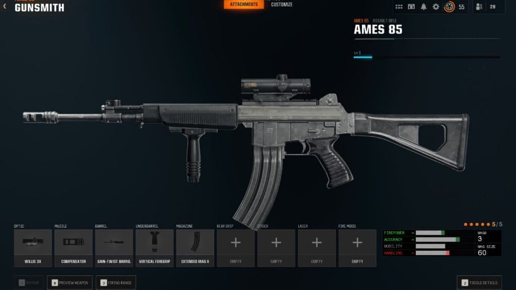 Ames 85 attachments in Warzone