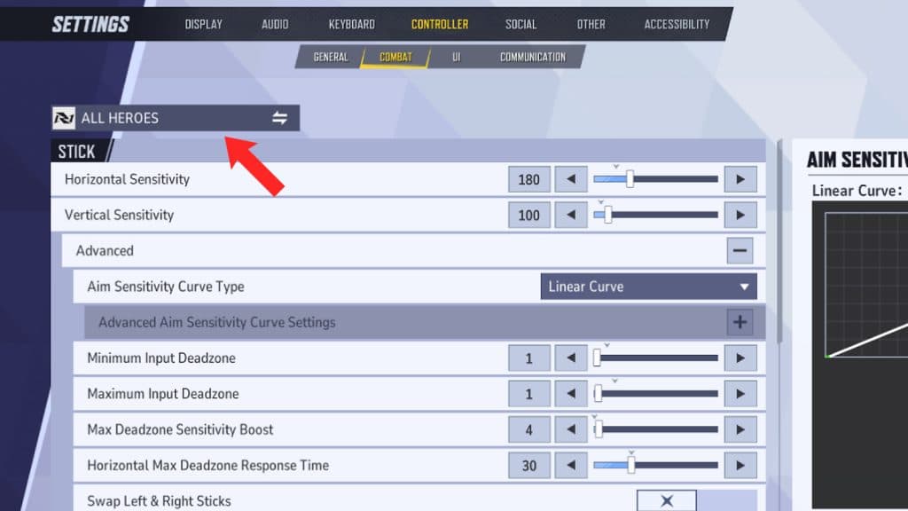 setting custom settings for heroes in Marvel Rivals